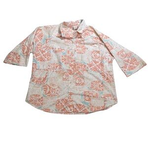Cabrais Coral and White Patterned Shirt